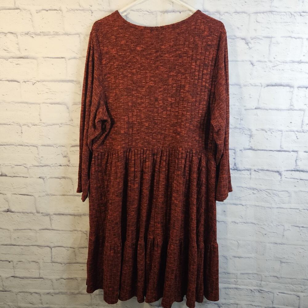 Torrid Dress Womens 3 Red Brushed Rib Tiered Skater Pockets Long Sleeves - Picture 3 of 6